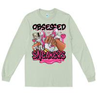 Matcha Obsessed with sneakers pink afro woman Long Sleeve Tee - RanaPortraitStore