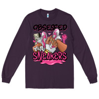 Plum Obsessed with sneakers pink afro woman Long Sleeve Tee - RanaPortraitStore