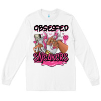 White Obsessed with sneakers pink afro woman Long Sleeve Tee - RanaPortraitStore