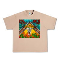 Western Sunflowers Longhorn Bull Skull Urban Heavy Tee | Teevron