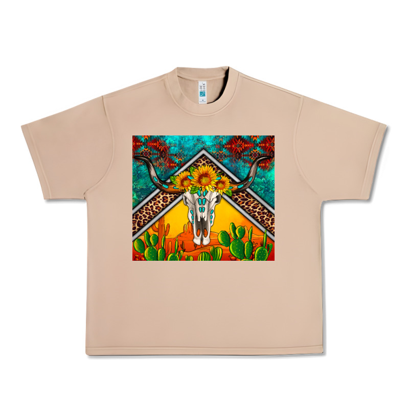 Western Sunflowers Longhorn Bull Skull Urban Heavy Tee by Artiststas | Teevron
