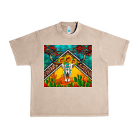 French Oak western sunflowers longhorn bull skull Urban Heavy Tee - Artiststas