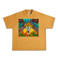 Peanut Butter western sunflowers longhorn bull skull Urban Heavy Tee - Artiststas