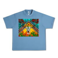 Pebble Blue western sunflowers longhorn bull skull Urban Heavy Tee - Artiststas