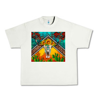 Pistachio western sunflowers longhorn bull skull Urban Heavy Tee - Artiststas