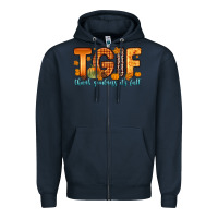 Navy tgif thank goodness it s fall Zipper Hoodie - Zillion Design Studio