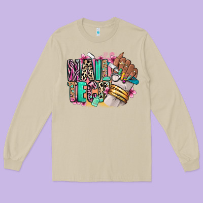 Long Sleeve Tee Nail Tech afro nail art