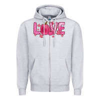 Heather Grey love breast cancer Zipper Hoodie - Zillion Design Studio