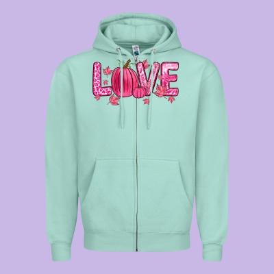 Love Breast Cancer Zipper Hoodie Designed By Zillion Design Studio