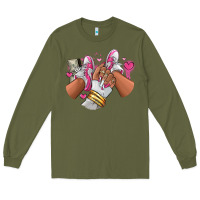 Army Green Pink and white sneaker girl Long Sleeve Tee - RanaPortraitStore