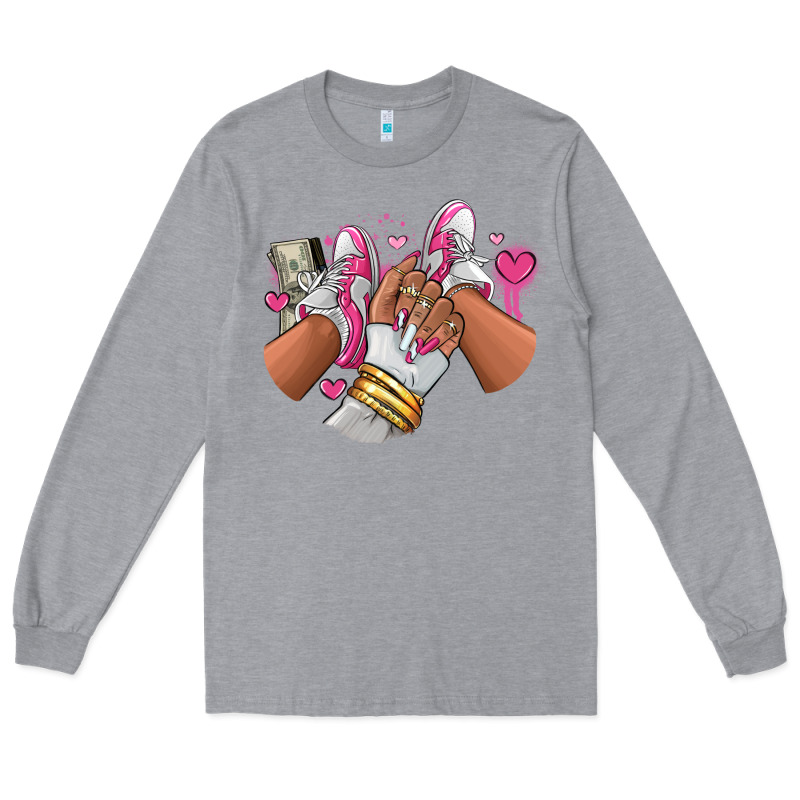 Pink And White Sneaker Girl Long Sleeve Tee by RanaPortraitStore | Teevron