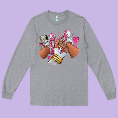 Long Sleeve Tee Pink and white sneaker girl