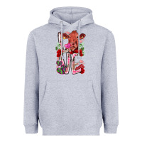 Heather Grey love cow valentine Heavyweight Hoodie - RacoonDesign