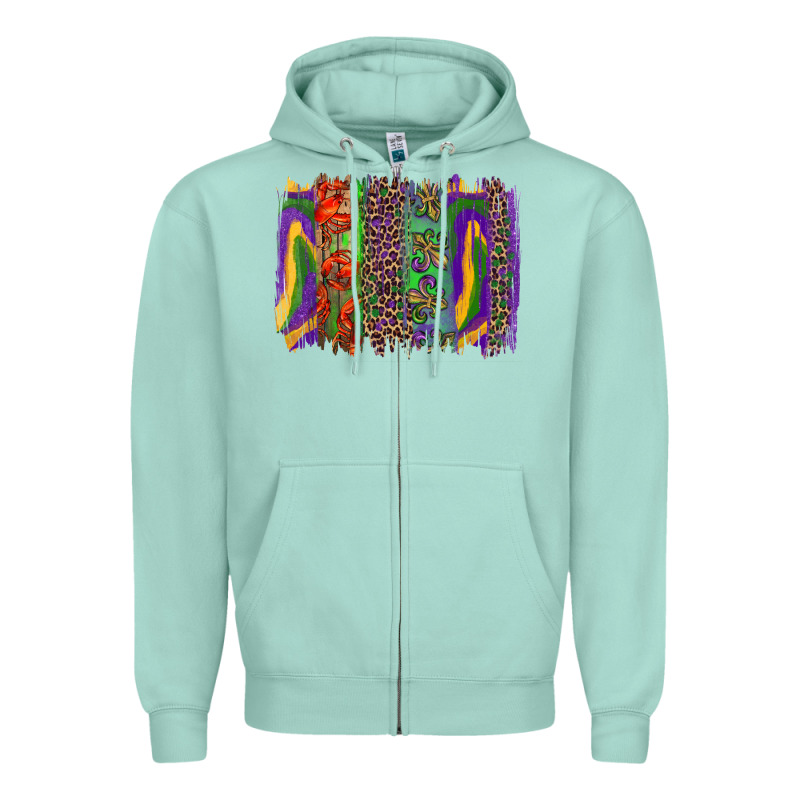 Mardi Gras Brushstroke Zipper Hoodie by RanaPortraitStore | Teevron