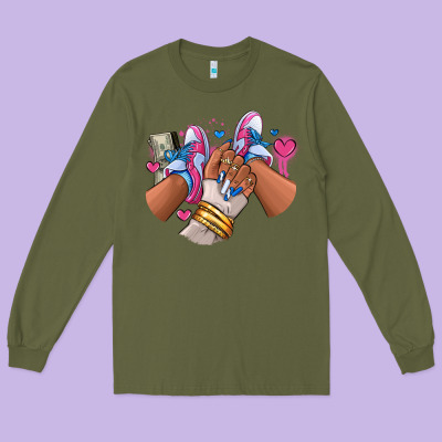 Long Sleeve Tee Pink and blue sneaker girl