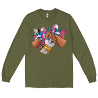 Army Green Pink and blue sneaker girl Long Sleeve Tee - RanaPortraitStore