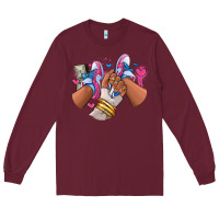 Burgundy Pink and blue sneaker girl Long Sleeve Tee - RanaPortraitStore