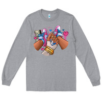 Heather Grey Pink and blue sneaker girl Long Sleeve Tee - RanaPortraitStore