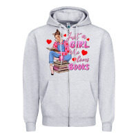 Heather Grey just a girl who loves books Zipper Hoodie - texasbilliewilder