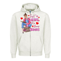 Oatmeal Heather just a girl who loves books Zipper Hoodie - texasbilliewilder