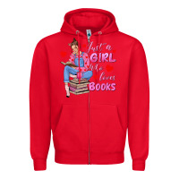 Red just a girl who loves books Zipper Hoodie - texasbilliewilder