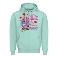 Seafoam just a girl who loves books Zipper Hoodie - texasbilliewilder
