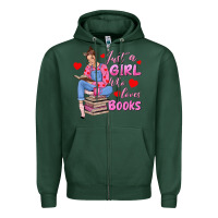 Sports Green just a girl who loves books Zipper Hoodie - texasbilliewilder