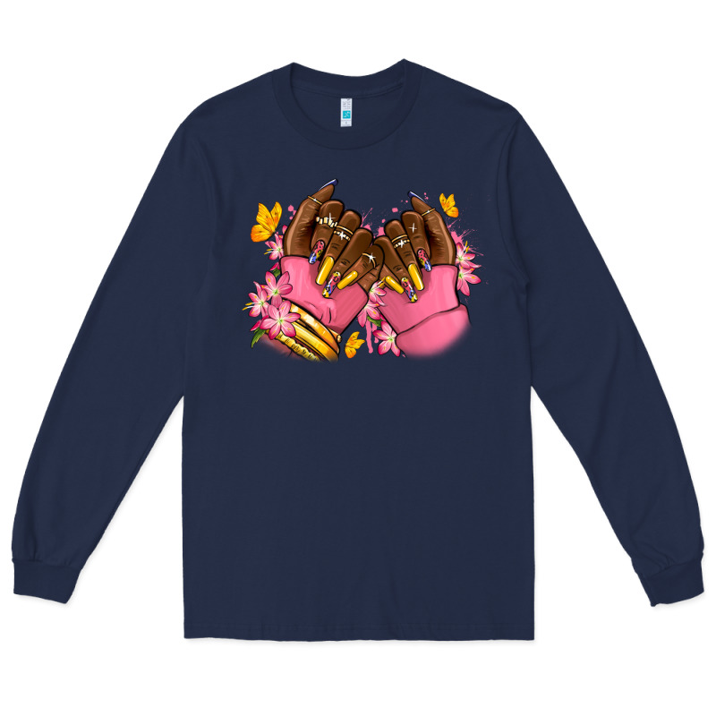 Pink Afro Nails Long Sleeve Tee by RanaPortraitStore | Teevron