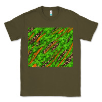 Army Green Distressed Shamrock And Leopard Classic Tee - RanaPortraitStore