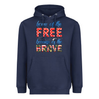 Navy home of the free because of the brave Heavyweight Hoodie - HRA Design Shop