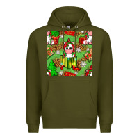 Army Green Christmas unicorn and gift box Premium Hoodie - NancyCooperArtShop
