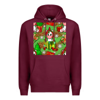 Burgundy Christmas unicorn and gift box Premium Hoodie - NancyCooperArtShop