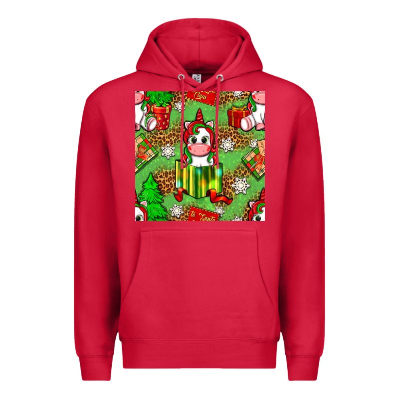 Christmas Unicorn And Gift Box Premium Hoodie by NancyCooperArtShop | Teevron