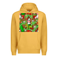 Mustard Christmas unicorn and gift box Premium Hoodie - NancyCooperArtShop