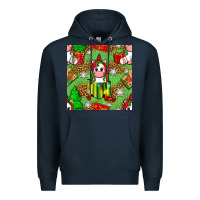 Navy Christmas unicorn and gift box Premium Hoodie - NancyCooperArtShop