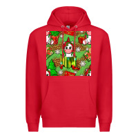 Red Christmas unicorn and gift box Premium Hoodie - NancyCooperArtShop
