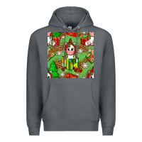 Rock Christmas unicorn and gift box Premium Hoodie - NancyCooperArtShop