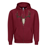 Burgundy deer skull Zipper Hoodie - RanaPortraitStore