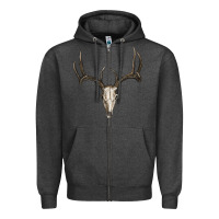 Charcoal Heather deer skull Zipper Hoodie - RanaPortraitStore