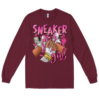 Burgundy Pink and white sneaker girl Long Sleeve Tee - RanaPortraitStore