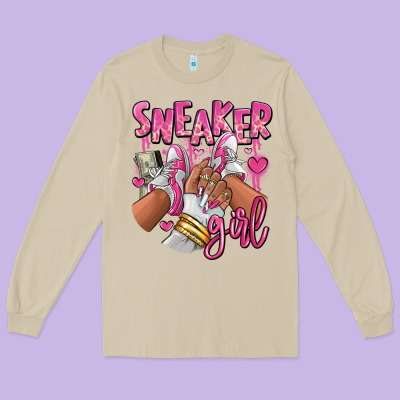 Long Sleeve Tee Pink and white sneaker girl