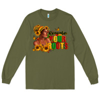 Army Green Remember your roots Afro American Long Sleeve Tee - RanaPortraitStore