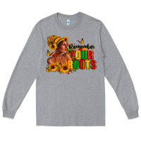 Heather Grey Remember your roots Afro American Long Sleeve Tee - RanaPortraitStore
