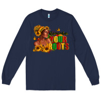 Navy Remember your roots Afro American Long Sleeve Tee - RanaPortraitStore