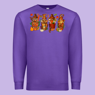 Thanksgiving Coffee Cups With Gnomes Bbs Premium Sweatshirt Designed By Bundleandbundleshop