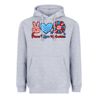 Heather Grey peace love america Heavyweight Hoodie - HRA Design Shop
