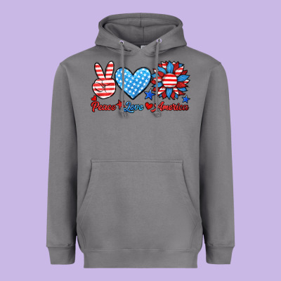 Peace Love America Heavyweight Hoodie Designed By Hra Design Shop