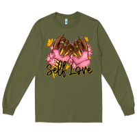 Army Green Self love pink afro nails Long Sleeve Tee - RanaPortraitStore