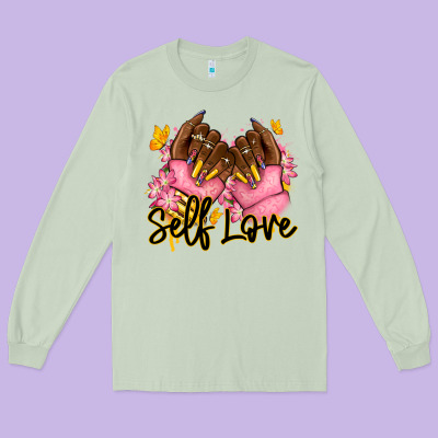 Long Sleeve Tee Self love pink afro nails