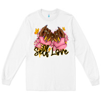 White Self love pink afro nails Long Sleeve Tee - RanaPortraitStore